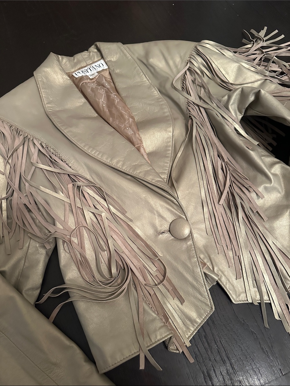 VINTAGE ROCKSTAR FRINGE LEATHER JACKET - Picture 2 of 3